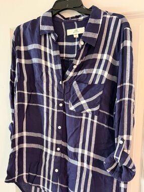 Thread & Supply Navy White Flannel Shirt